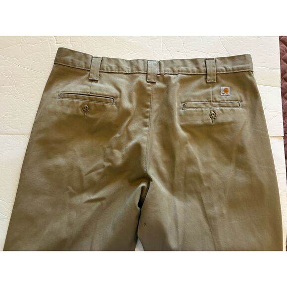 Carhartt Khaki 36x30 Chino Pants Relaxed Fit Washed Twill Tan Mens Casual Logo - Picture 6 of 12